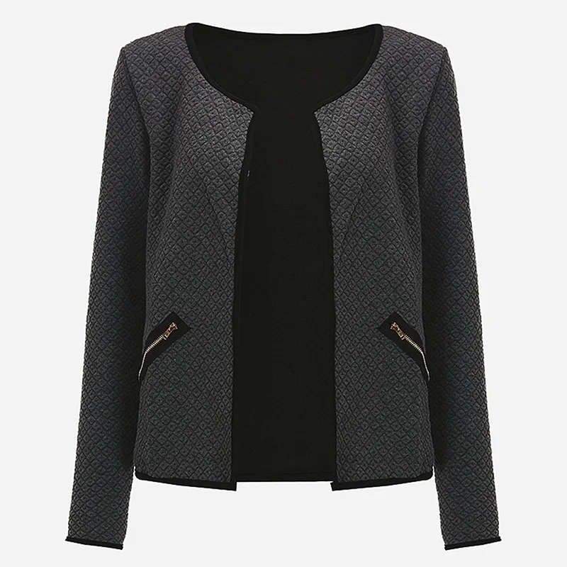 Женская Весенняя куртка повседневное пальто на молнии с карманами большой