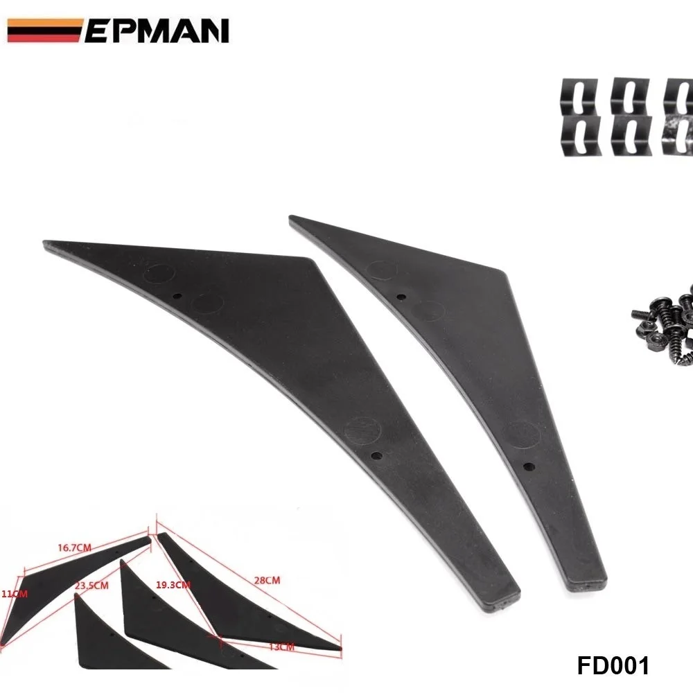 4x Universal Fit Front Car Style Front Bumper Lip Diffuser/Canard/Splitter EP-FD001