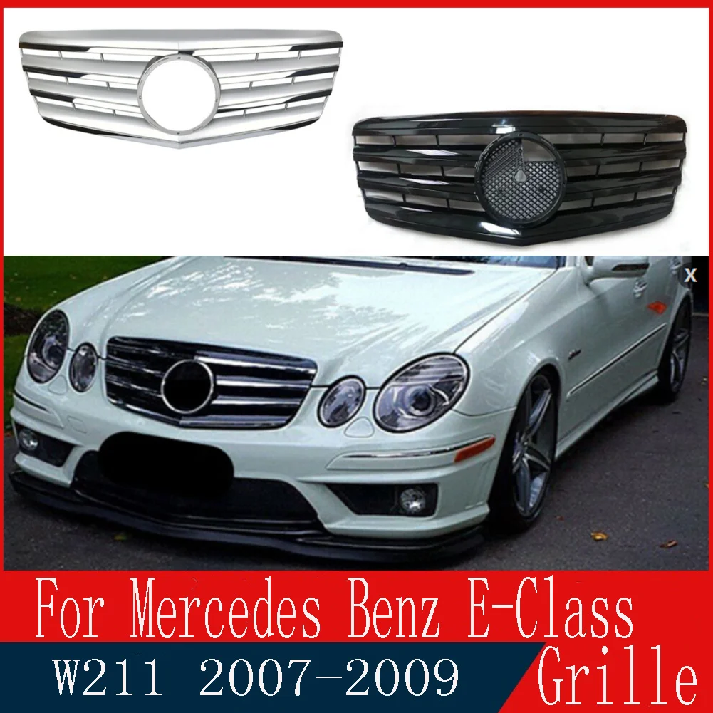 

High quality ABS car front grille For Mercedes-Benz E-Class E500 E550 E280 E320 E350 2007 2008 2009 Front bumper racing grill