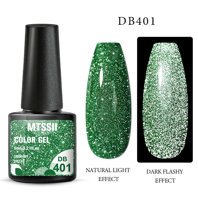Mtssii Reflective Glitter Gel Nail Polish 6ml Sparkling Auroras Laser Nail Gel Nail Art Varnish Semi Permanent Top Base Gel Q21003 Reflective