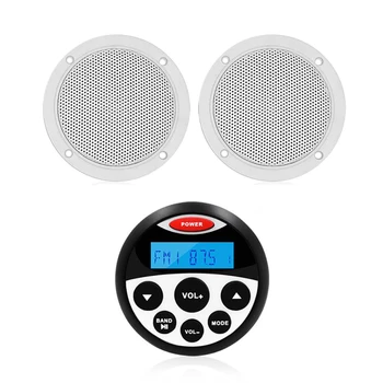 

Marine Waterproof Radio Stereo Bluetooth Audio Receiver FM AM Car MP3 Player+4" Marine Speakers For RV UTV Yacht Pool Motorcycle