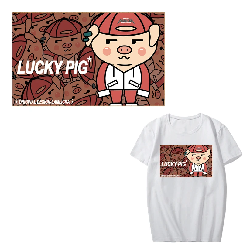 Термоклейкие Переводные нашивки Lucky Pig для одежды сделай сам аппликация футболки