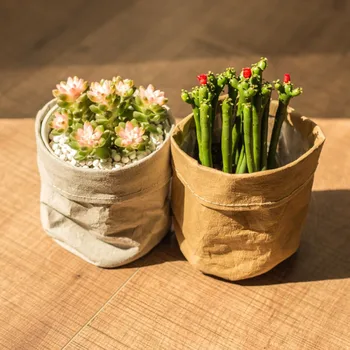 

European Retro Kraft Paper Desktop Storage Basket Flower Basket Flower Pot Washable Fabric Storage Basket Laundry Basket