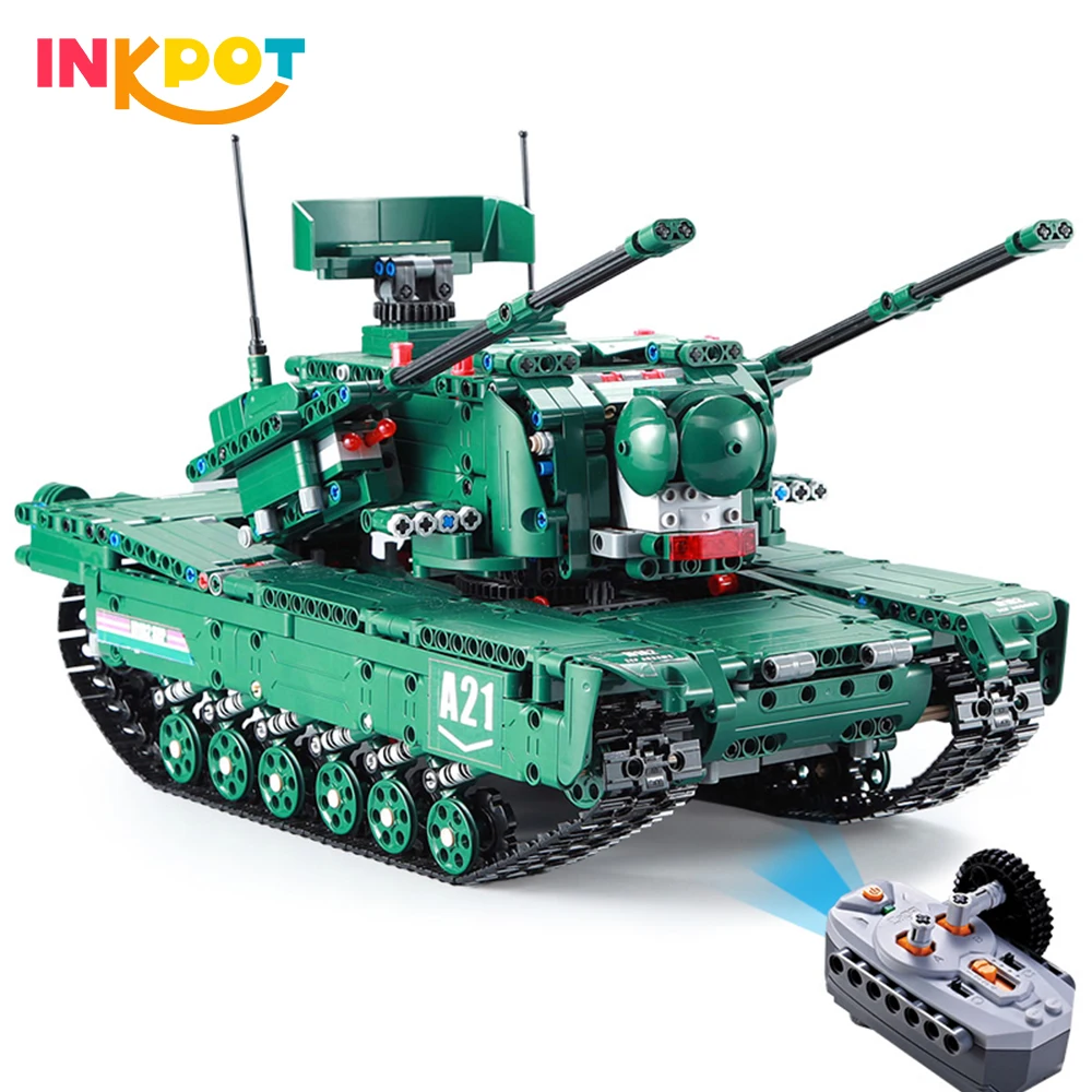 

1498 PCS remote control Tank Building Block 1/20 M1A2 war chariot militaire Vehicle 2.4G RC toy brick Model Gift