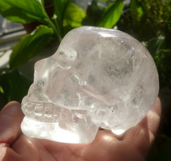 

JJooyying005505@@Natural Polished Clear White Quartz Crystal Skull healing