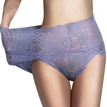 

Plus Size Pantie Women Lace Sexy Underpants High Waist Knickers Lace Panty Flowers Seamless Briefs Female Underwear Ladies 2020