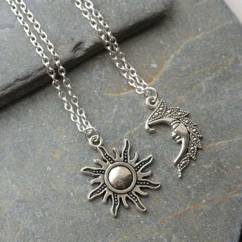 Collares con colgante de sol y luna para amantes, conjunto de rompecabezas de Planeta, collar antiguo, joyería de 2 uds.|Collares colgantes| - AliExpress