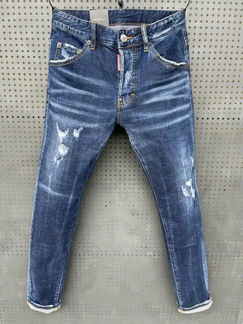 Original Italy Brand Dsquared2 Business Men Casual ICON letter Jeans Pants  Male Ripped Cowboy skinny Water Wash Cotton Jeans|Jeans| - AliExpress