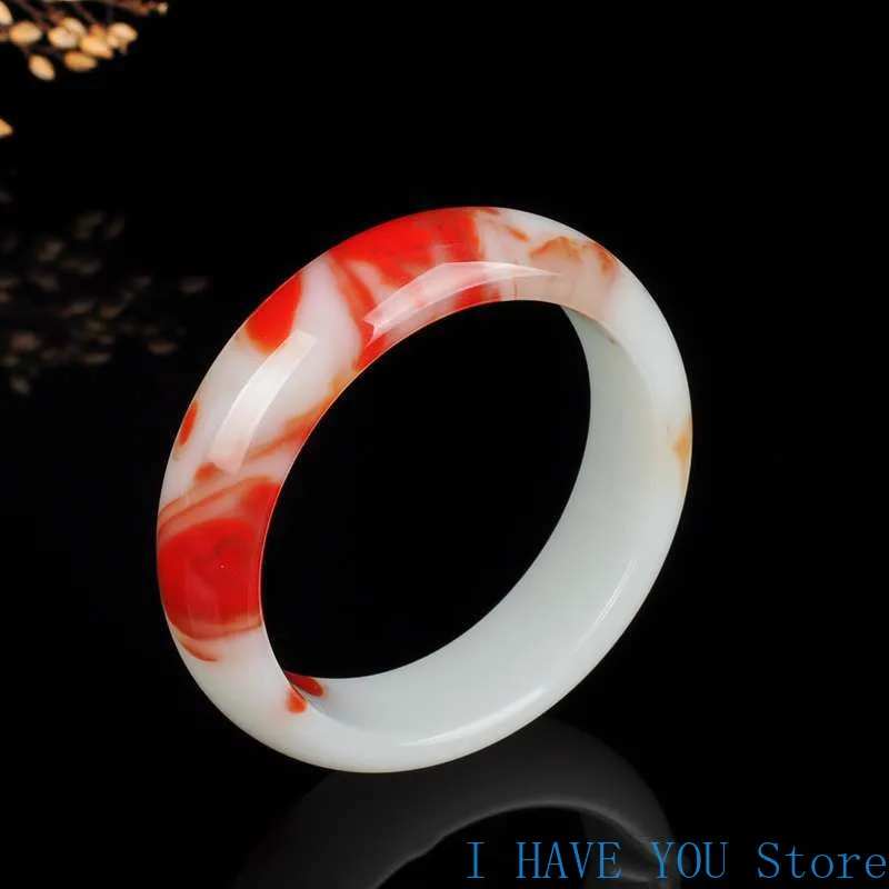 

Natural Jade Bracelet Xinjiang Hetian Jade Chicken Blood Floating Jade Gobi Jade Bracelet Female Joker Bracelet Bracelet Women