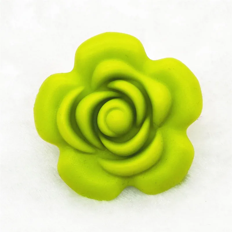Chartreuse Chenkai 5 шт. силикон с цветком розой, бусинами DIY Детский Прорезыватель Соска для купания манекен Жевательная подвеска Ювелирная игрушка шарик - Цвет: Chartreuse