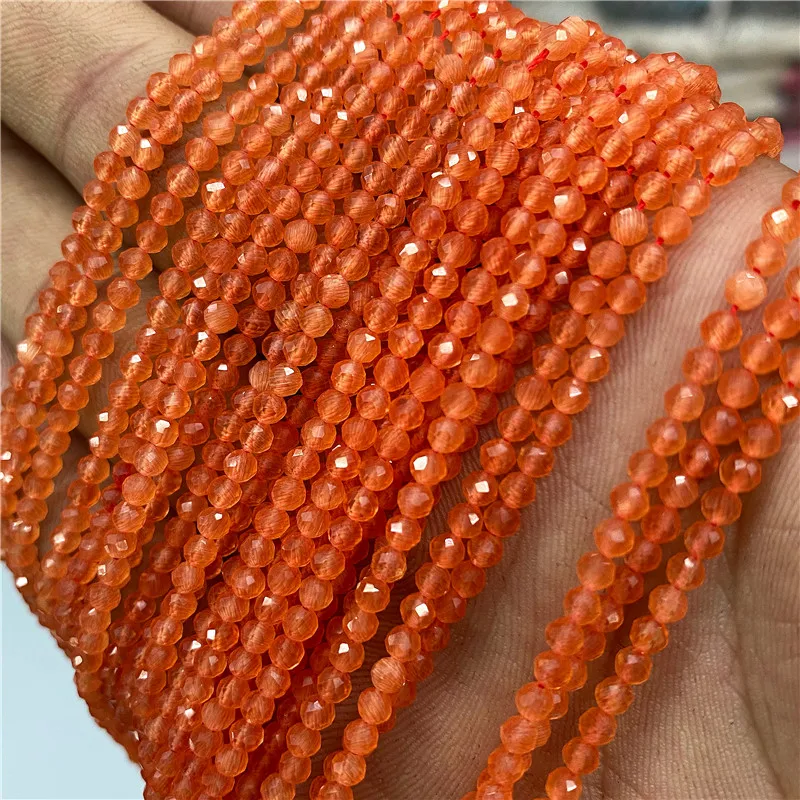 Wholesale 2 3 4MM Tiny Red Aventurine Beads Shiny Small Faceted Jades Stone  Bead For Jewelry Making Beadwork DIY Bracelet