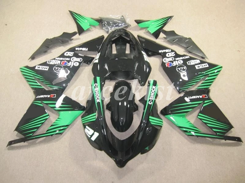 ABS мотоцикл обтекатели комплект подходит для Kawasaki Ninja ZX-10R ZX10R 2004 2005 04 05 10R Кузов Набор на заказ зеленый черный