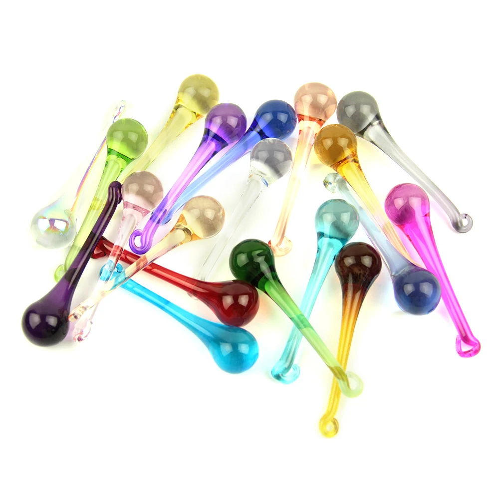 

16x60mm/20x80mm 10pcs Multicolors Raindrops Crystal Chandelier Parts Lamp Glass Hanging Pendants Beads Curtain Accessories