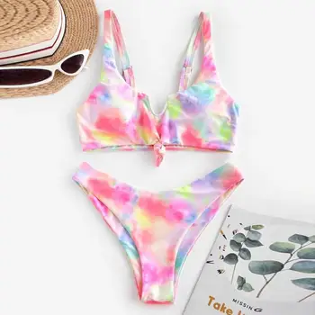

2020 Sexy Tie Dye Bikinis Women Swimsuit Padded Swimwear Brazilian Bikini Set Push Up Beach Wear Bathing Suit Swimming maillot