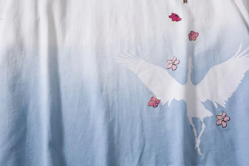 Crane Flowers Print Tshirts 6