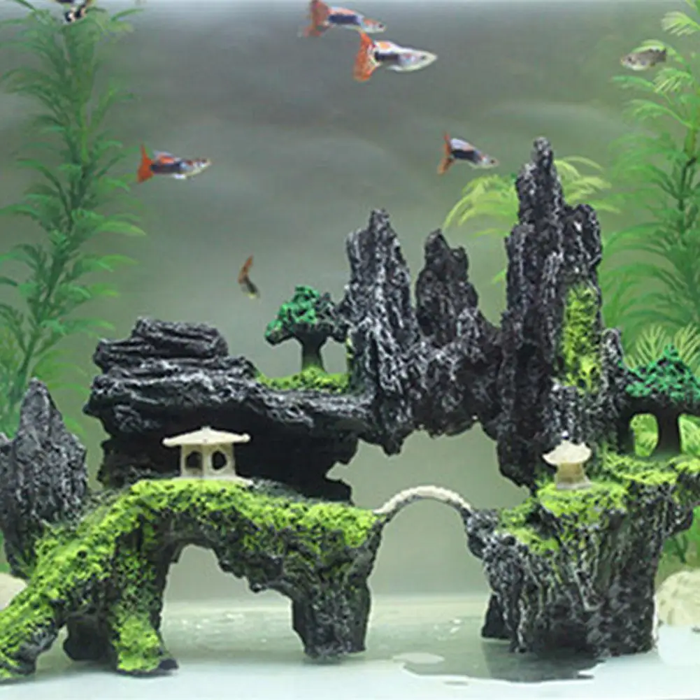 Rockery каменный аквариум с рыбками Ландшафтный аквариум украшения Рокери горы потайная пещера домашних животных