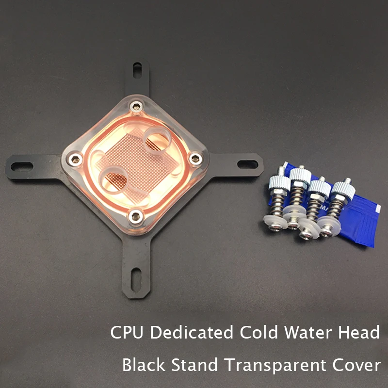 Transparent Black Asuflower блок водяного охлаждения для Intel LGA 1150 1155 2011 AMD радиатор медный процессор блок водяного охлаждения Радиатор для 1156 775 1366 - Цвет лезвия: Transparent Black