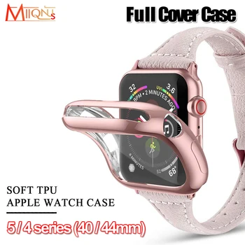 

1Pc Electroplate Soft TPU Case Screen Protectors Ultra Thin Clear Full Watch Cover For Apple Watch 5 4 iWatch 40mm 44mm