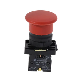 

5Pcs Emergency Stop Latching Red Sign Push Button Switch NC SPST