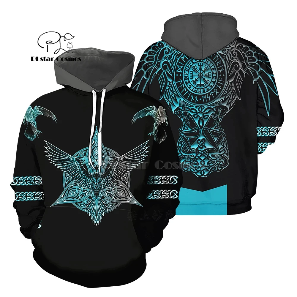 

PLstar Cosmos Viking Tattoo 3D All Over Printed Shirts Tees 3D Print Hoodie/Sweatshirt/Zipper Man Women eagle cross Tattoo-4