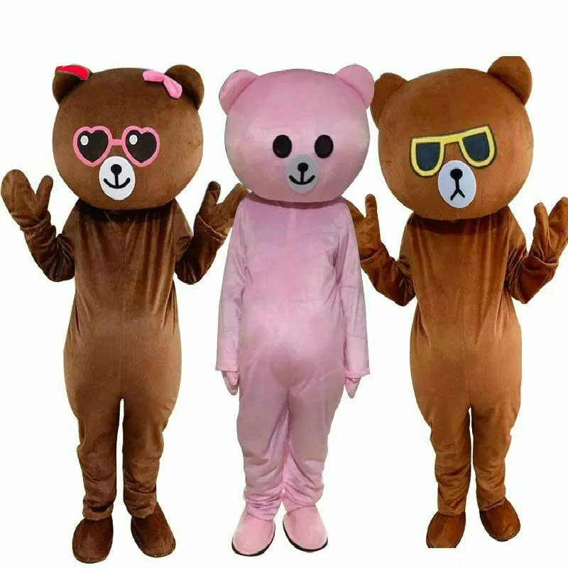 

Cartoon Brown Pink Bear Mascot Costume Suit Cosplay Birthday Party Game Dress Outfit Advertising Adult Character Mascots Animals