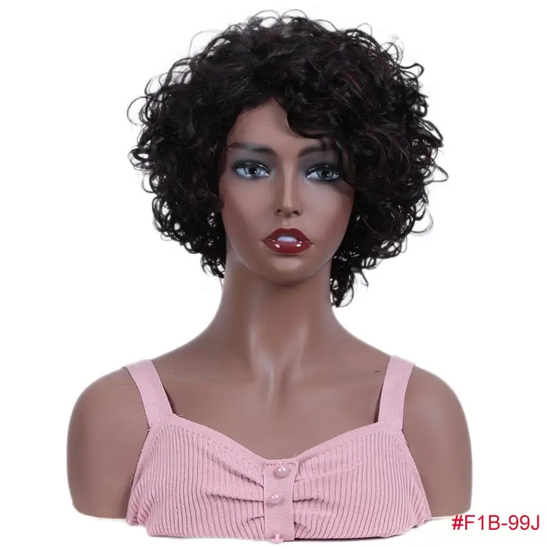 Rebecca короткие влажные и волнистые парики для черных женщин перуанские Remy свободные кудрявые человеческие волосы парик цвет в 1B DX1029 - Цвет волос: F1B/99J