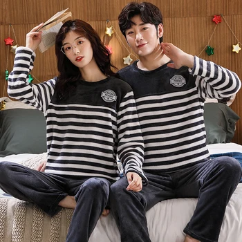 

Fleece Couple Pyjamas Winter Warm Pijamas Women Men Sleepwear Pajamas For Women Pyjama Femme Pajama Set Sexy Lingerie Nightwear