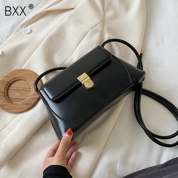 

[BXX] Solid Color PU Leather Bags For Women 2020 Simple Brand Designer Shoulder Crossbody Handbags Female Small Travel Bag HL941
