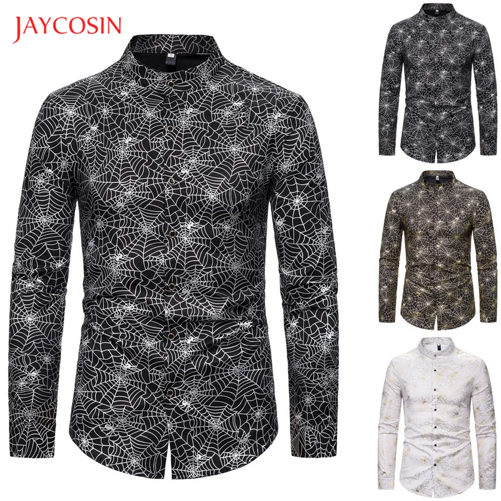 Joycosin 2019 Новая зимняя мужская рубашка на каждый день модная паутинка с золотым