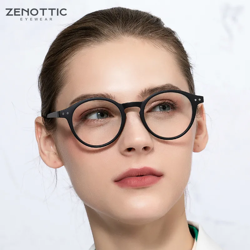 ZENOTTIC Anti Biru Cahaya Kacamata Baca Kacamata Pria Wanita Retro Putaran  Mata Bingkai Kacamata Hyperopia Presbyopia Kacamata + 1 + 1.5 + 2 + 2.5 +  4|Pria Membaca Kacamata| - AliExpress