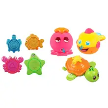 7 шт., складывающаяся игрушка для купания, складывающаяся забавная игрушка в виде животного для игры в воду, ванна для детей, малышей