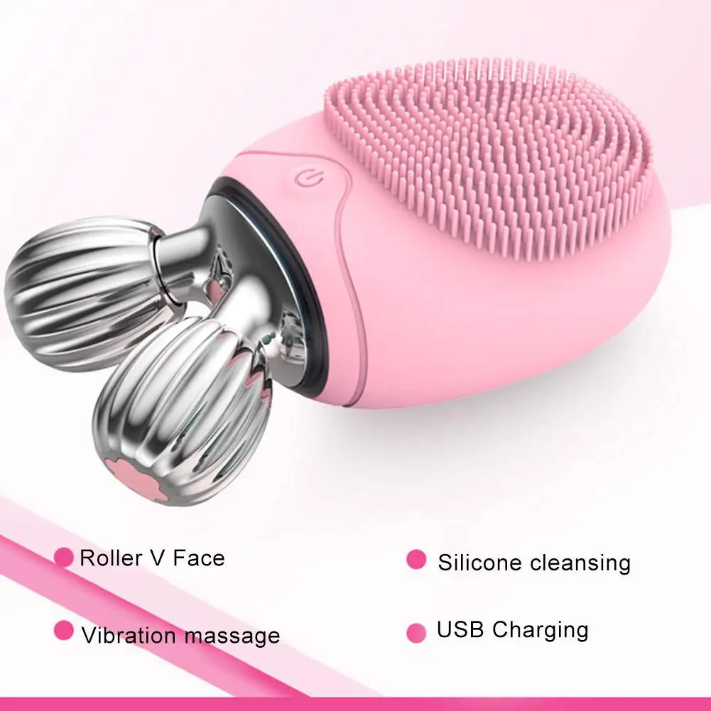 Электрический массажер для чистки лица щетка для мытья лица скраб-машина силиконовый очиститель массажное устройство USB3D ролик красота массажер