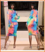 Autumn Tie Dye Galaxy Printed Women's Set Zipper Up Turn-down Neck Crop Top Pencil Pants Suit Sporty Two Piece Sets Tracksuits