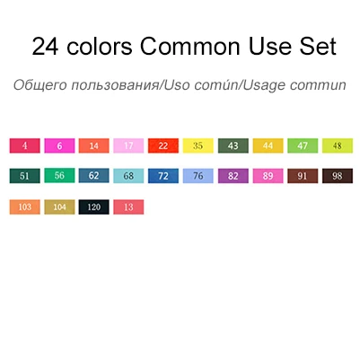 24 Common Use Set TouchFIVE маркер для рисования набор ручек 20 Вт, 30 Вт, 40/60/80/168 Цвета маркер для рисования на спиртовой основе манга двойная головка для рисования для художественная кисть ручки - Цвет: 24 Common Use Set