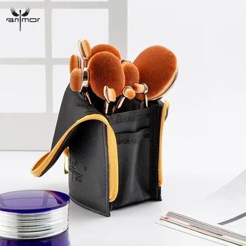

Anmor Professional 10 PCS Makeup Brushes Set Soft Make Up Foundation Powder Synthetic Hair Concealer Contour Brush Kit Black Bag