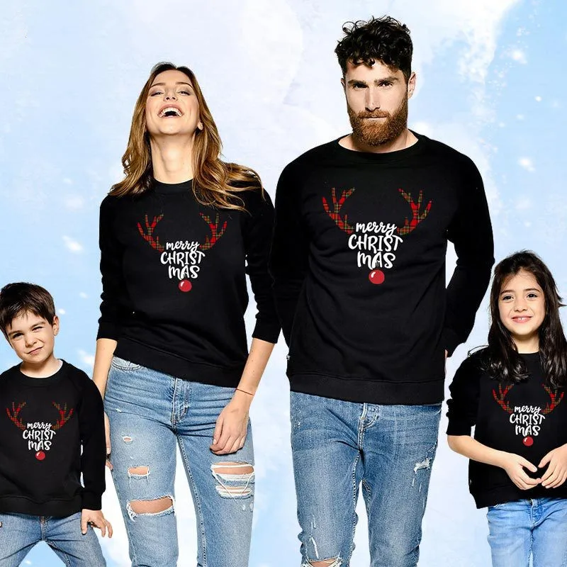 Свитшот для семьи с надписью &quotmerry christmas&quot зимняя одежда папы мамы и детей сына
