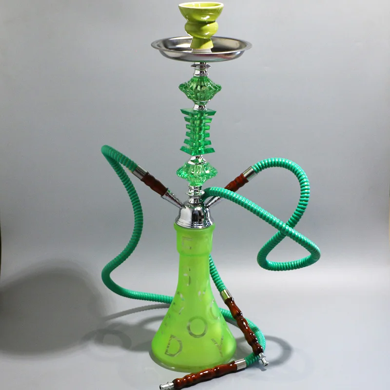 Кальян наргиле полный набор из 2 шлангов стеклянная керамическая чаша длиной 51 см