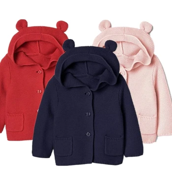 

1 5ys Newborn Baby Coat Toddler Baby Boys Girls Knitted Coats With Ear Cardigan Winter Knitted Coat Outerwear Baby Girl Clothes