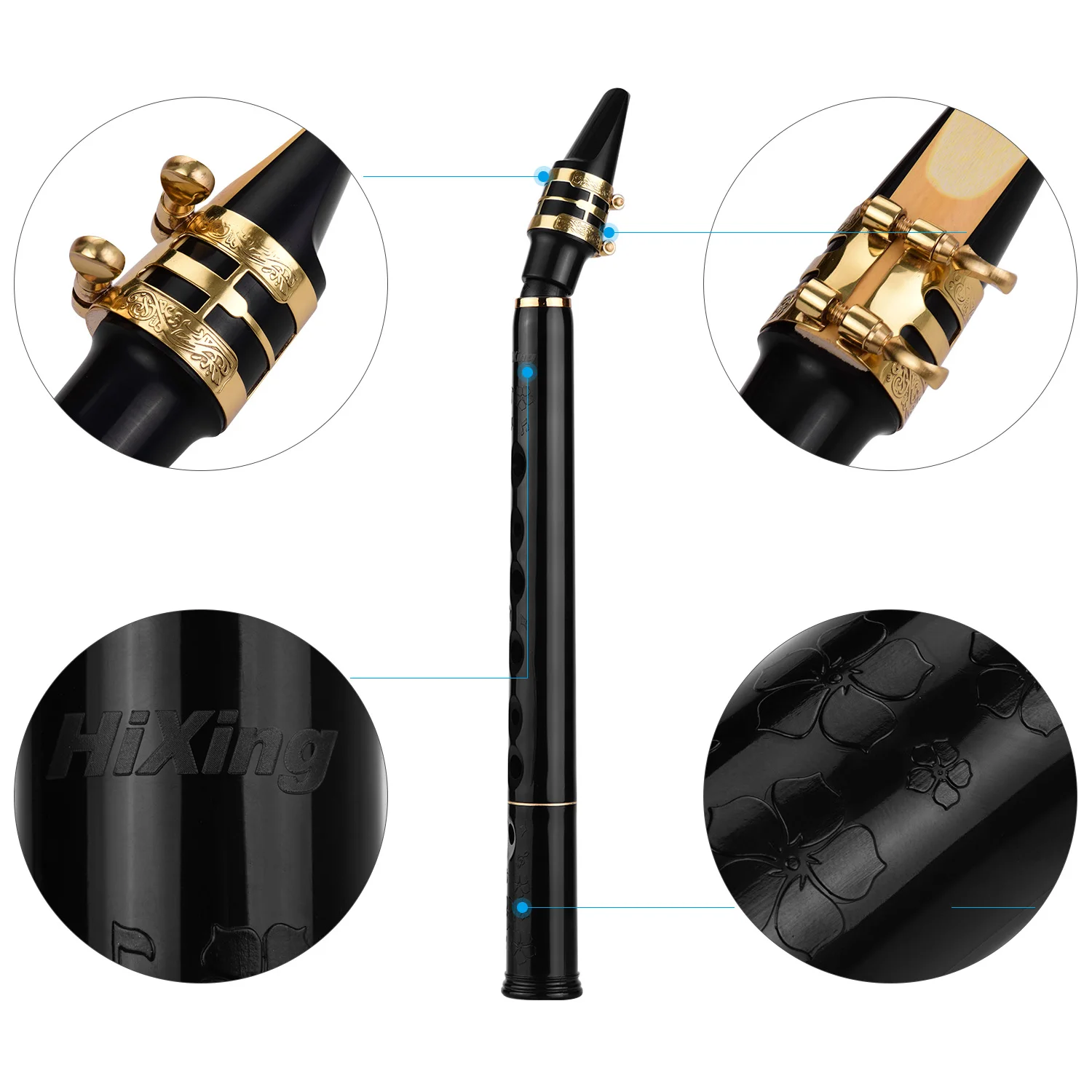 YIJU Mini Pocket Saxophone, Mini Sax Woodwind Instrument Includes  Mouthpiece, Reeds, Carrying Bag, Fingering Chart, Easy to Play, Full set