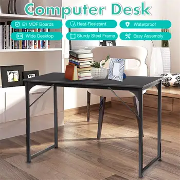 

43" Computer Laptop Desk Modern Style Computer Desk Wide Desktop Waterproof Steel Frame Table for Home Office Living Room