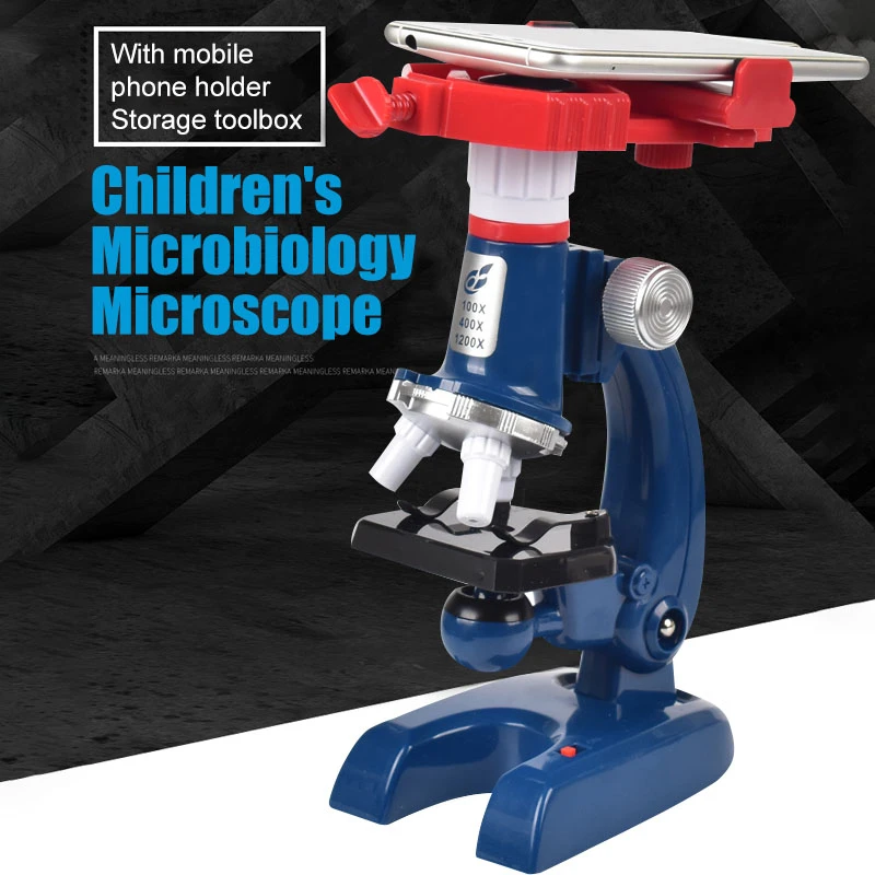 

1200X Student Monocular Biological Microscope Set Science Educational For Kids Child Lab Optical Instruments with Phone Holder