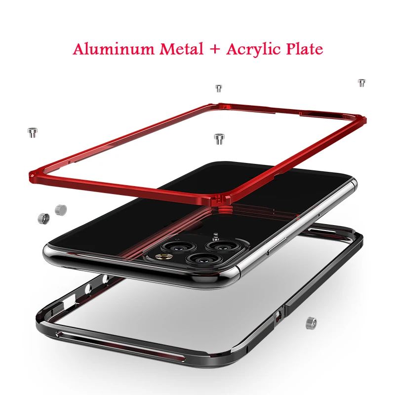 Роскошный металлический корпус для iPhone 11 Pro Max чехол механический Алюминиевый металлический бампер и акриловый чехол для iPhone 11 Pro/Max задняя крышка