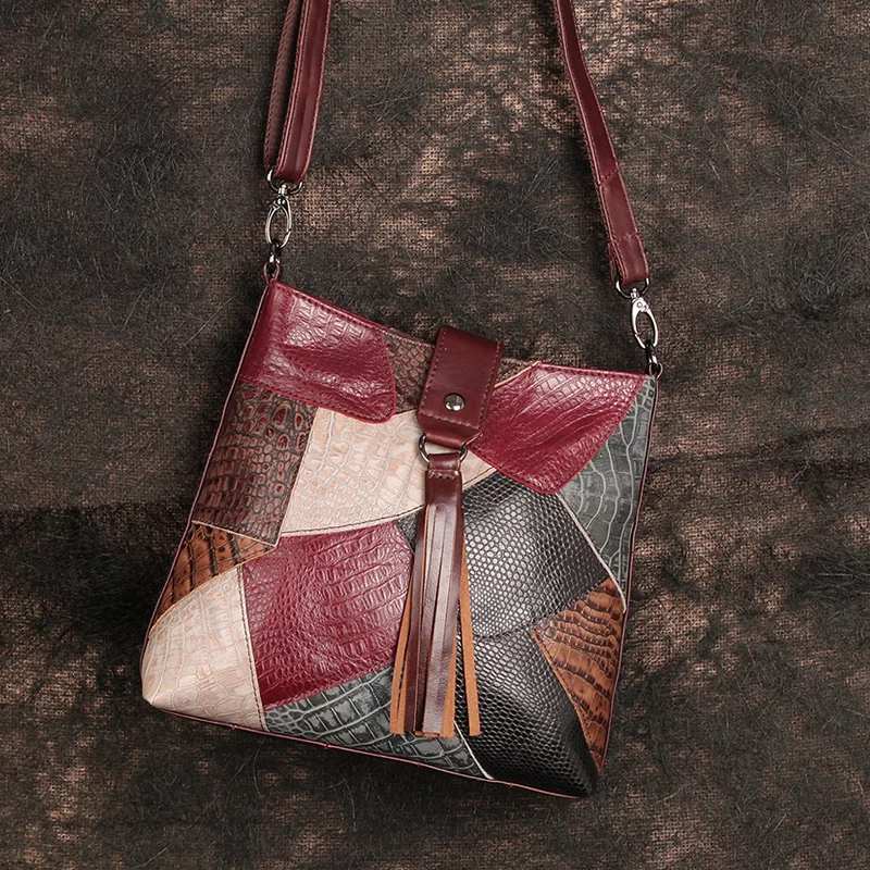 

New Shoulder Bag Women Multicolor Retro Ladies Bag Leather Messenger Bag/Crossbody Bag Tassel Designer Ladies Handbag Fashion