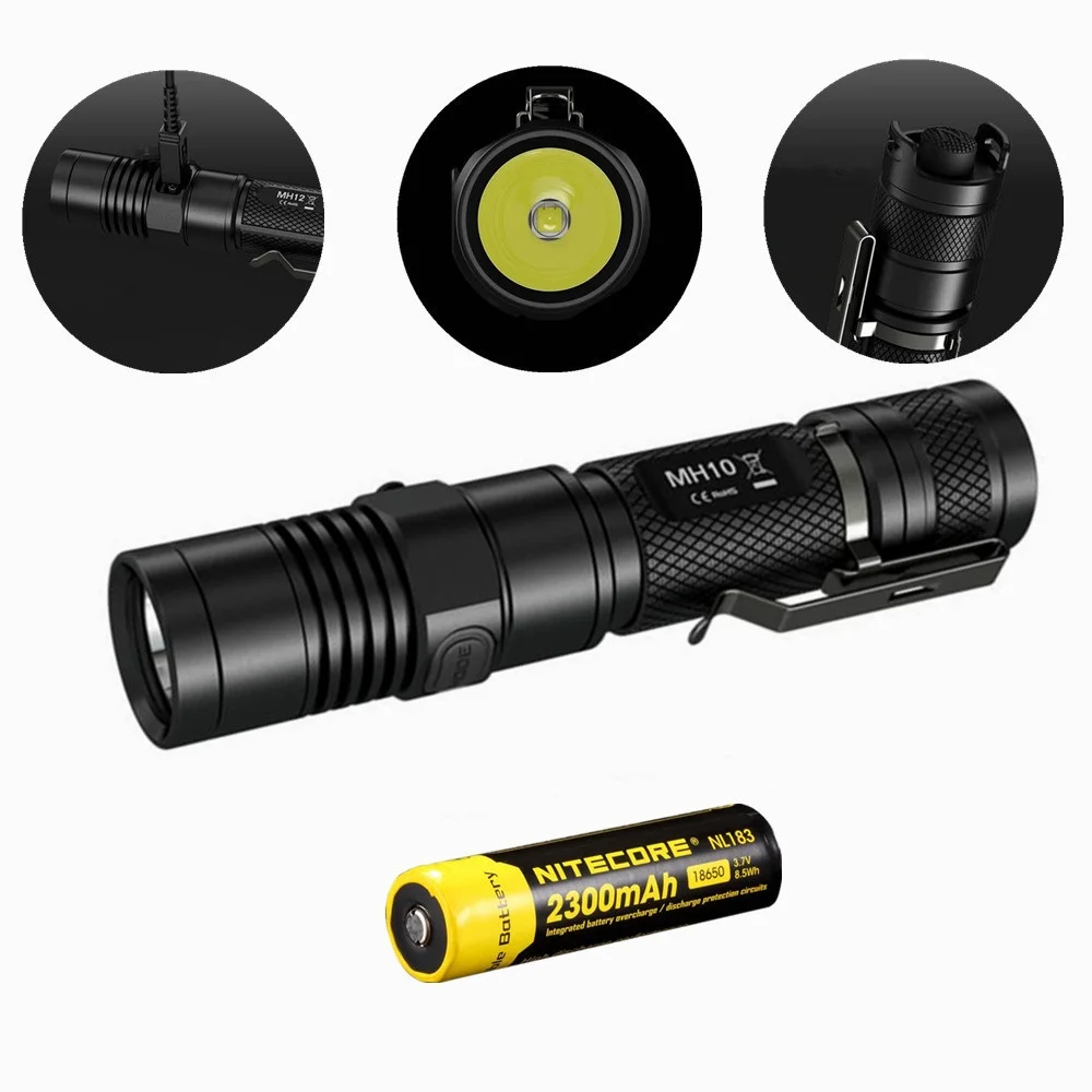 Nitecore MH10 тактический флэш светильник Cree XM L2 1000 Люмен usb зарядка поиск поход ручной +