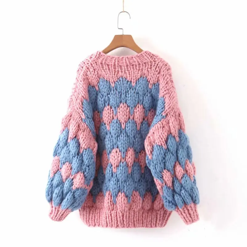 Pure manual mohair wave pattern coat high quality winter plus size cardigans patchwork orange handmade coat sweaters pink