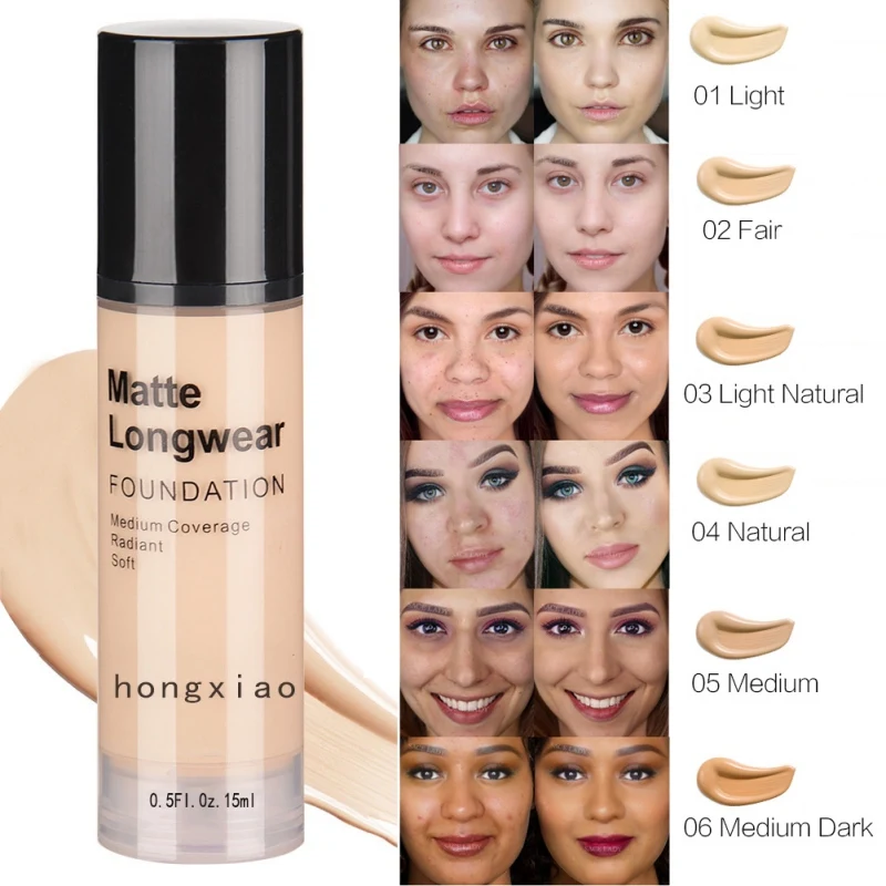 

Hot Foundation Base Makeup Professional Face Matte Finish Liquid Make Up Concealer Cream Waterproof Natural Cosmetic face makeup