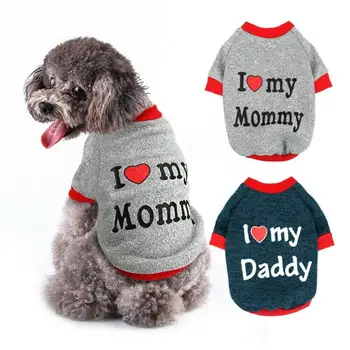 

Cat Pet Yorkie Love Dog Pug Sweater Mummy/Daddy Clothes I Jumper Small Puppy for Pet Dog