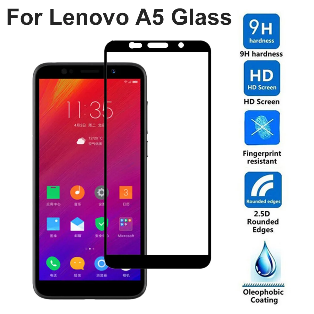 5D 9H полное покрытие черное для Lenovo A5 L18011 закаленное стекло L1801 Защита экрана
