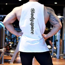 Мышцы Фитнес братья Лето Без Рукавов Европа и Америка из чистого хлопка свободное-Fit вырез лодочкой Спортивная Повседневная дышащая Беговая Ex