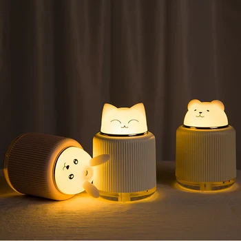 

300ml Portable Cute Animal Large Capacity Humidifier Energy Saving USB Air Humidifier With Multi-Function Cartoon Night Lamp